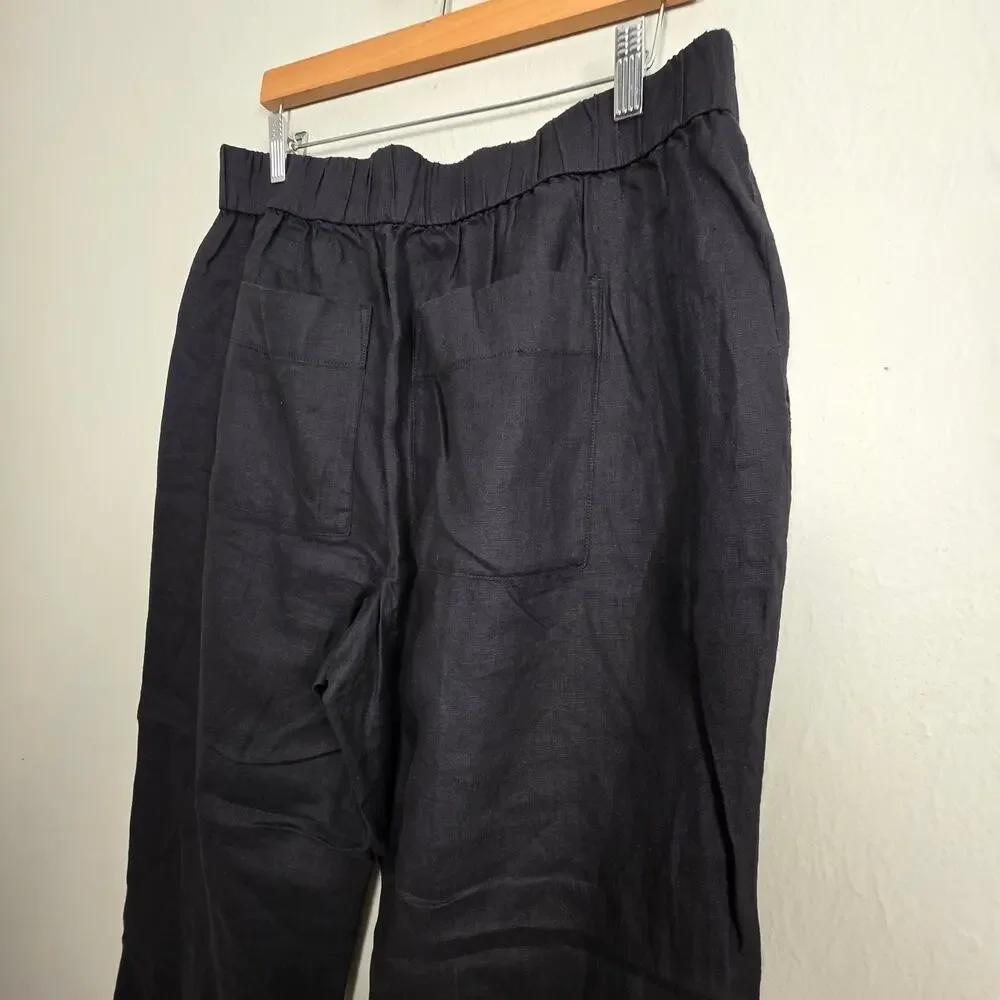 NWT Everlane European Flax Linen Black Easy Pant Black XL